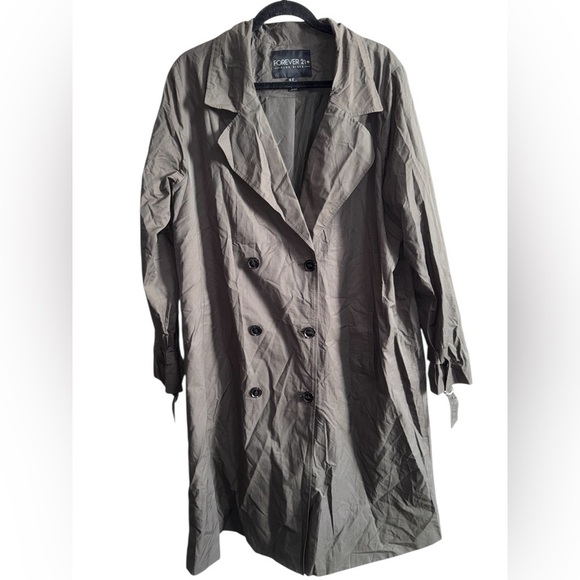 Forever 21 Jackets & Blazers - Forever 21+ Green Double Breasted Trench Coat 3X
